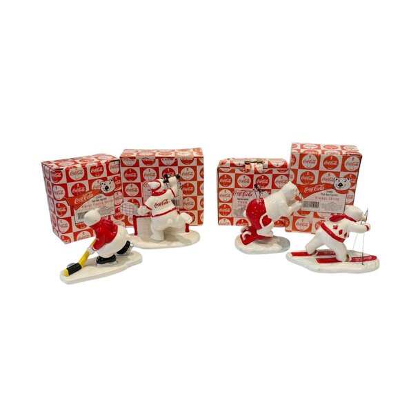 Coca-Cola Polar Bear Figurines Vintage Sports Collectible Soda 1995 - Picture 7 of 7